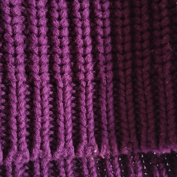 Moda International Turtle Neck Cropped Knit Sweater 100% Cotton Purple - Picture 4 of 10